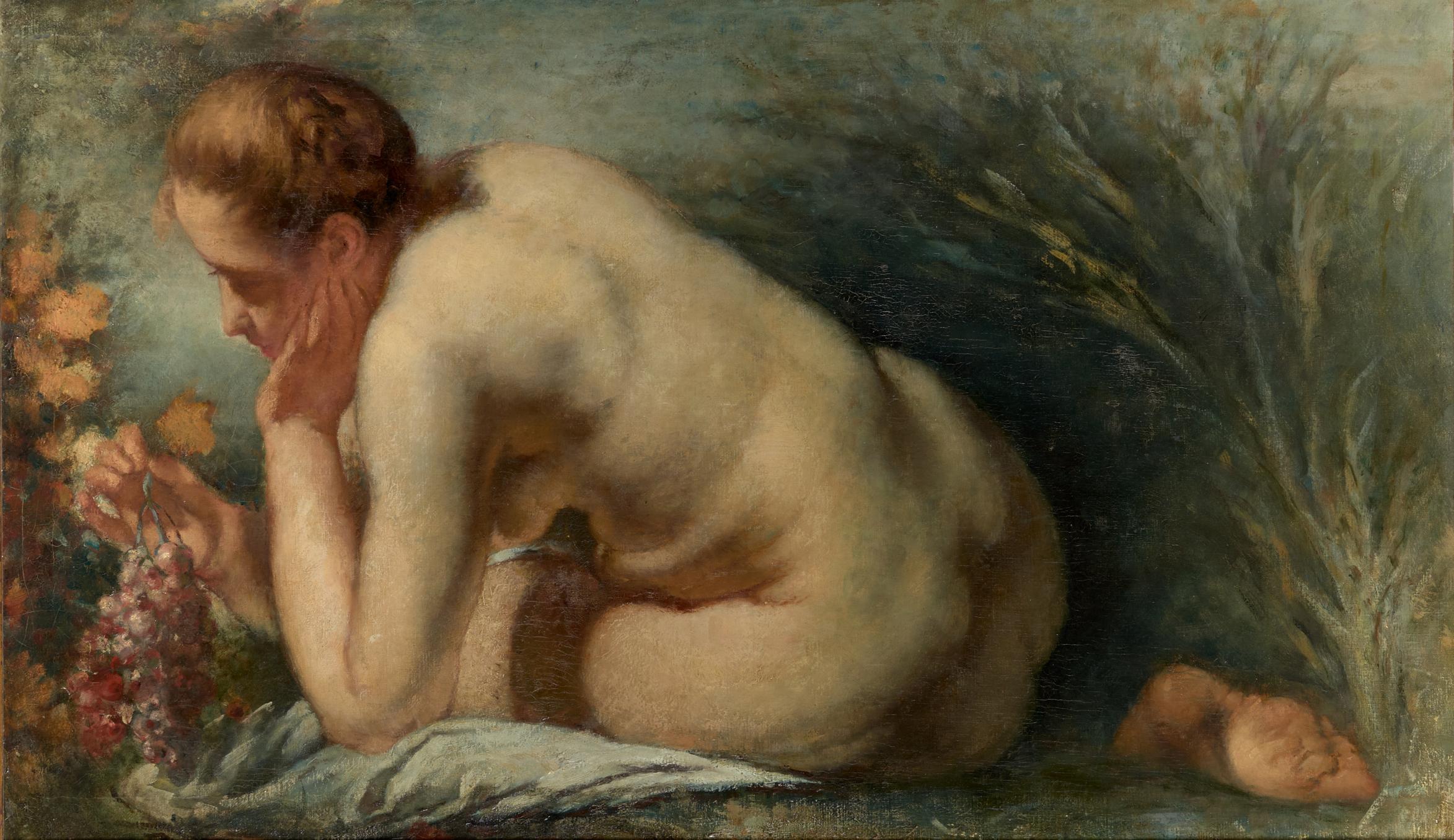 Frauen Akt aus J.Jordaens' Allegorie der Fülle, Öl auf Leinwand (Belgisch)