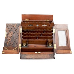 Antique 19th Century Figured Wood Stationery Box 