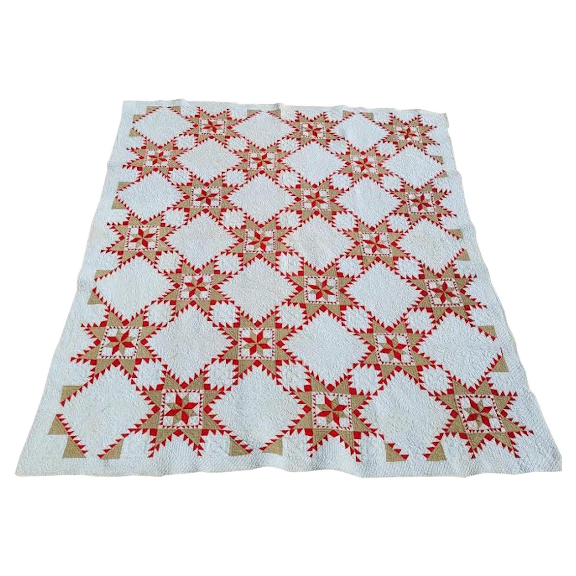 19th C Fine Feathered Star Quilt from Ohio