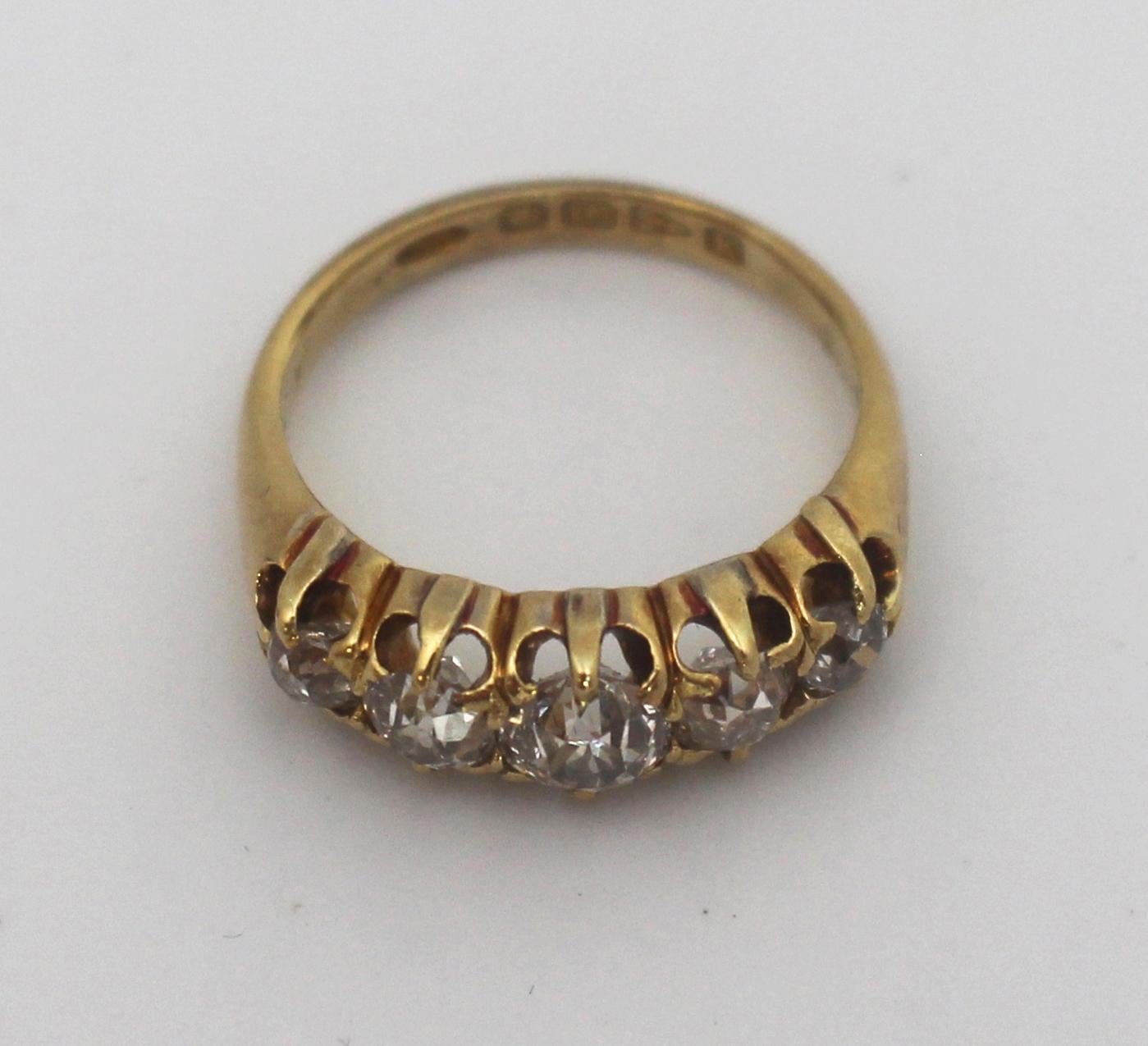 British 19th C Five Stone Diamond Ring 18ct Gold