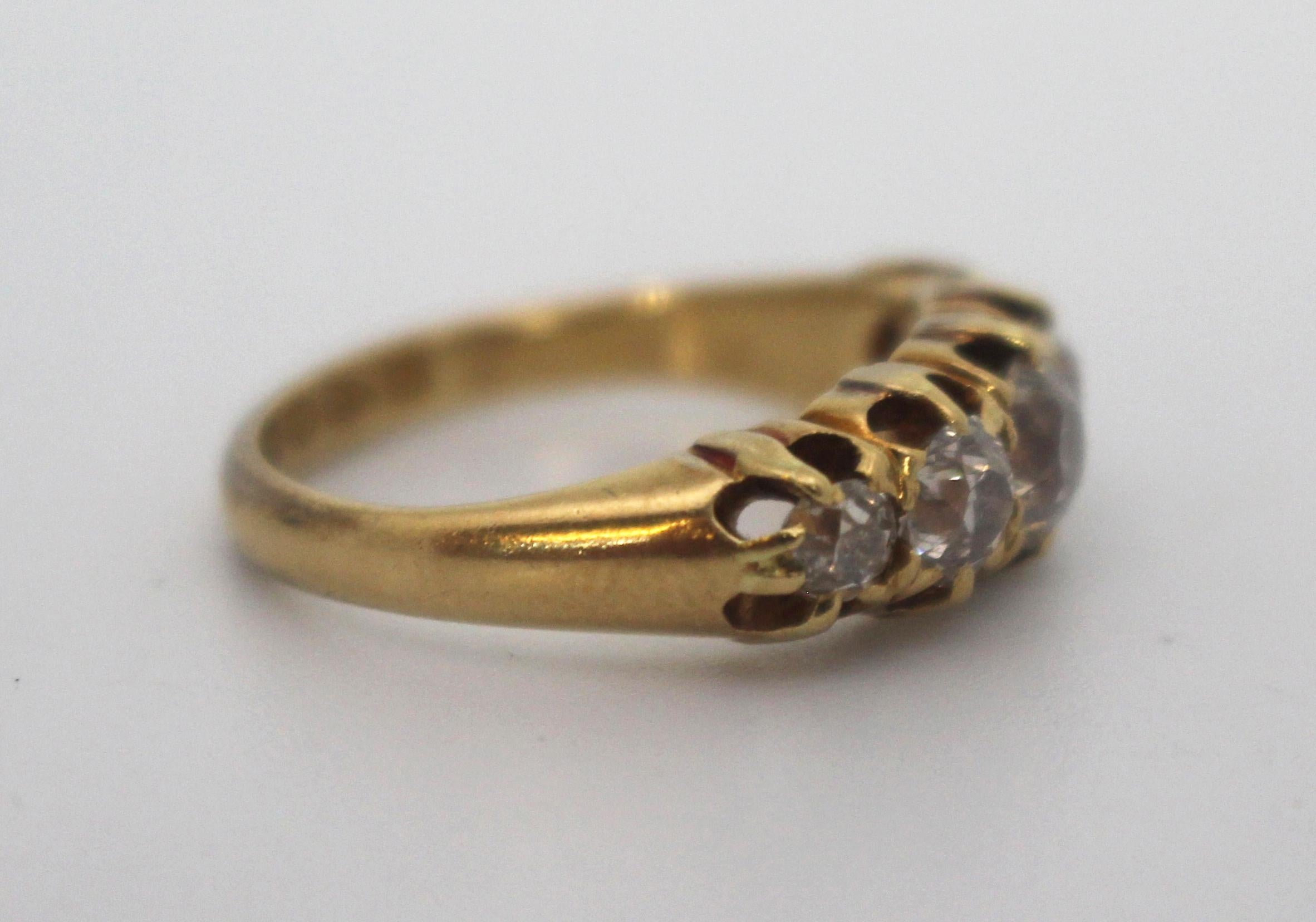 19th Century 19th C Five Stone Diamond Ring 18ct Gold