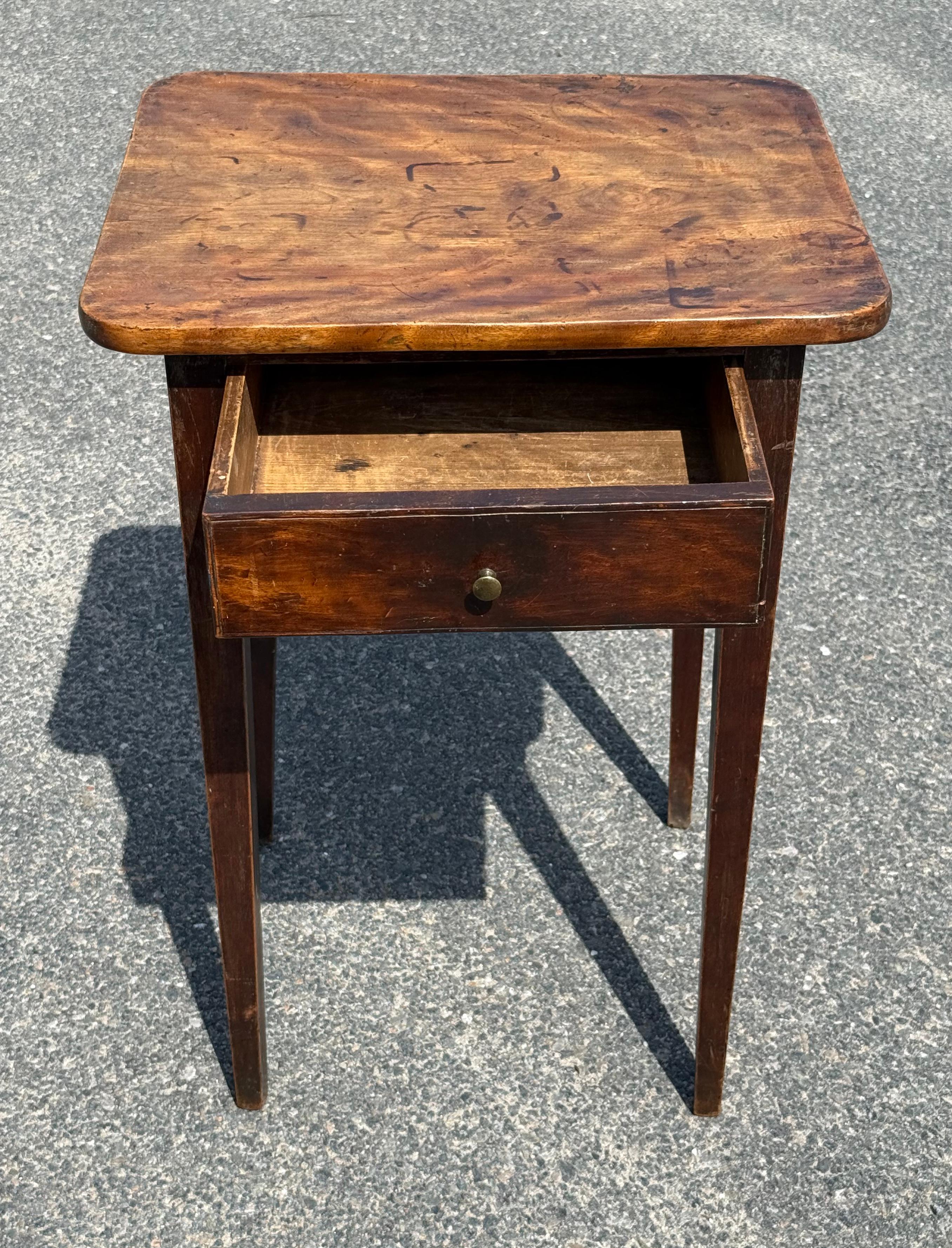 Canadian 19th C. Flame Birch One Drawer Stand For Sale