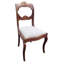 19th C. Flame Mahogany and Satinwood Inlaid with Upholstered Seat Side Chair