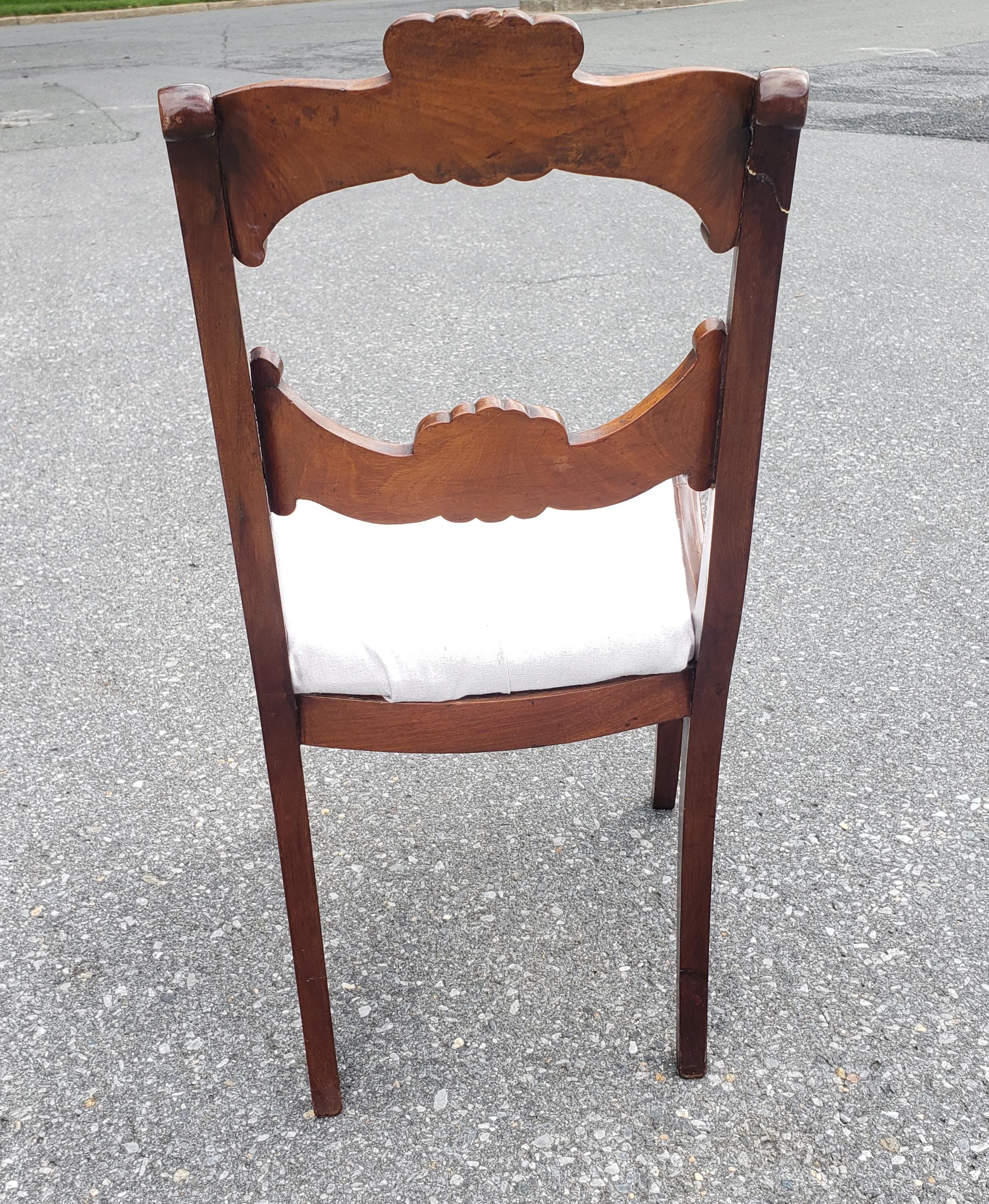 19th Century 19th C. Flame Mahogany and Satinwood Inlaid with Upholstered Seat Side Chair For Sale