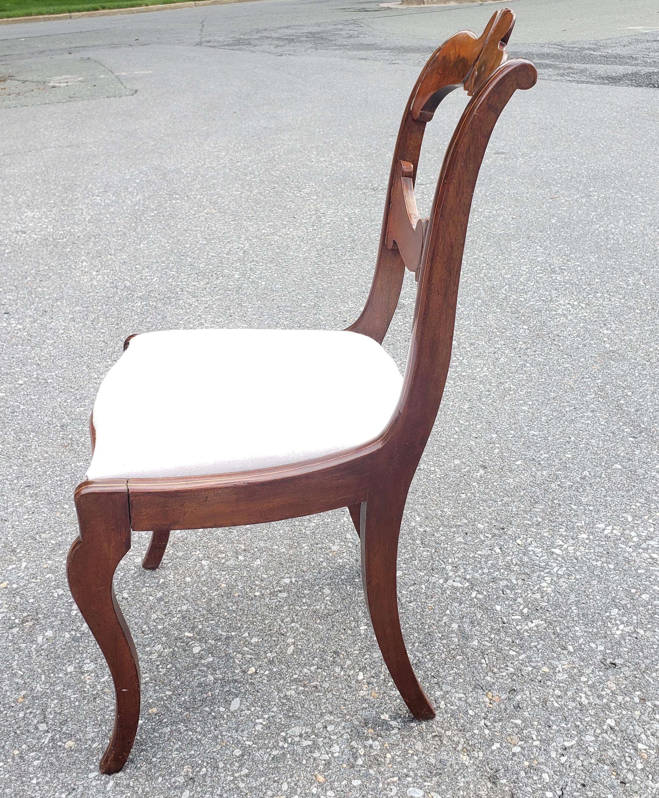 19th C. Flame Mahogany and Satinwood Inlaid with Upholstered Seat Side Chair For Sale 1