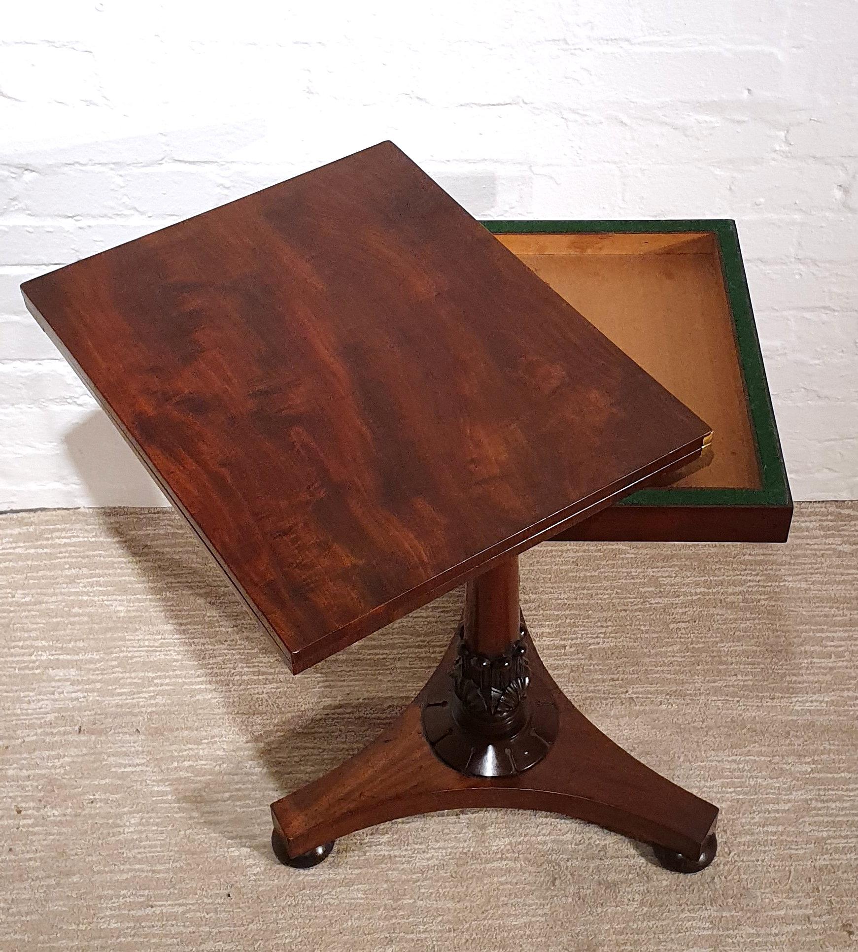 Carved 19th Century Flame Mahogany Folding Games Table