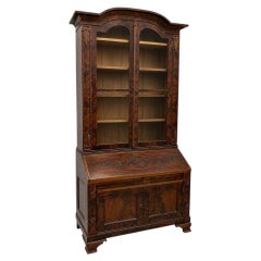 19th-C. Flame Mahogany & Pine Chippendale Revival Secretary Bookcase Cabinet