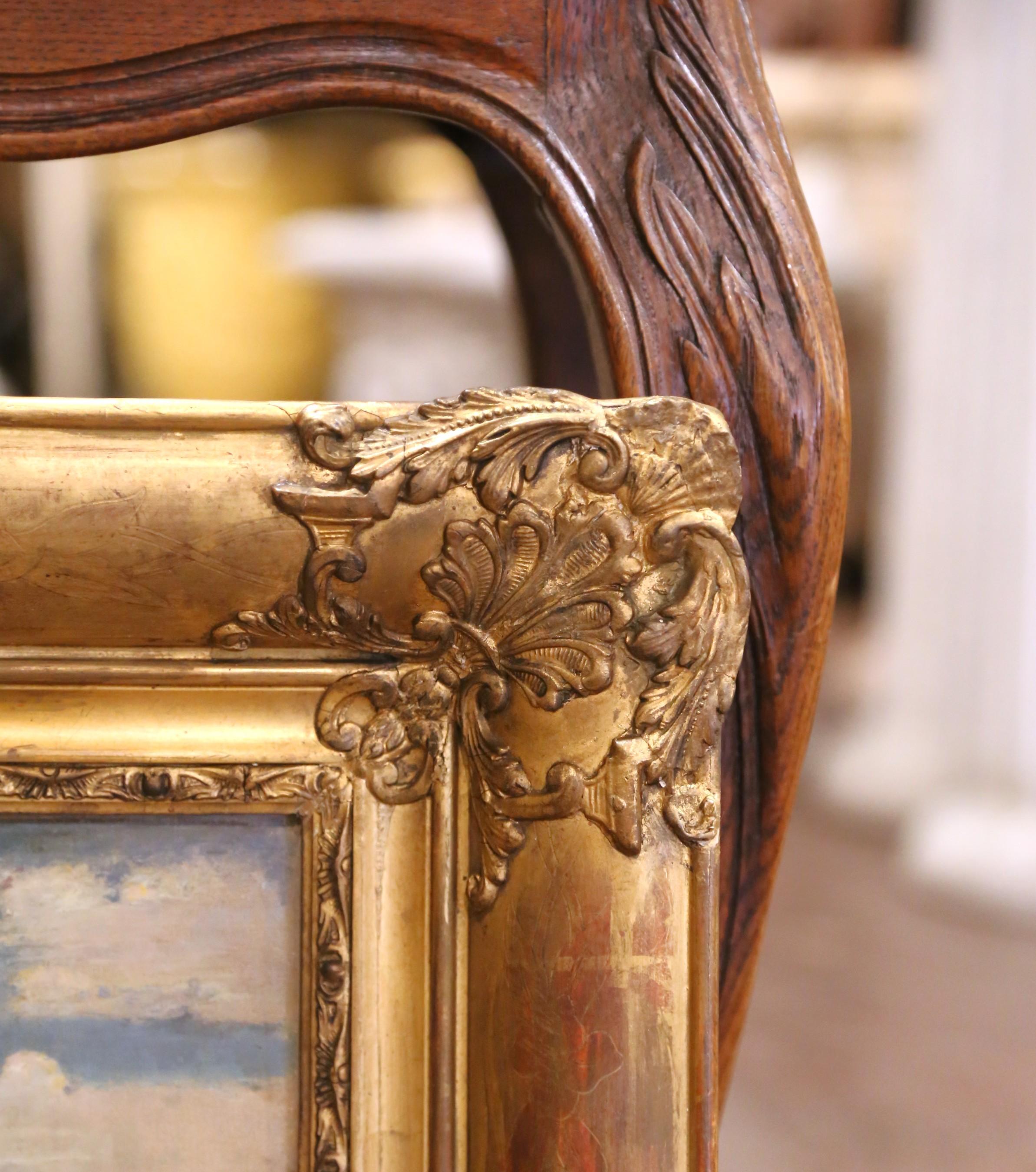Hand-Painted 19th C. Flemish Oil on Canvas Painting in Gilt Frame, in the Manner of Teniers For Sale