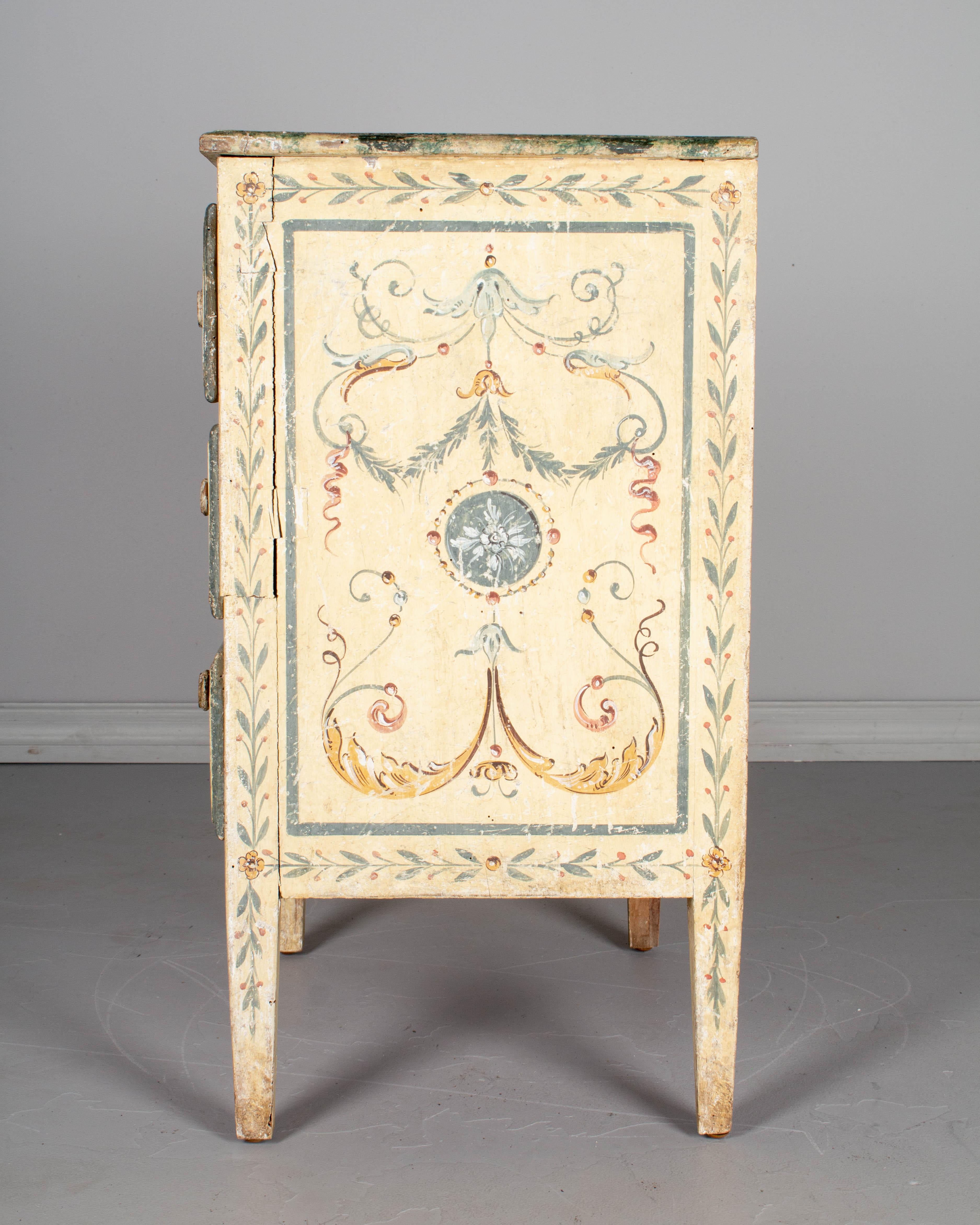 Hand-Painted 19th Century Florentine Style Cream Painted Chest of Drawers