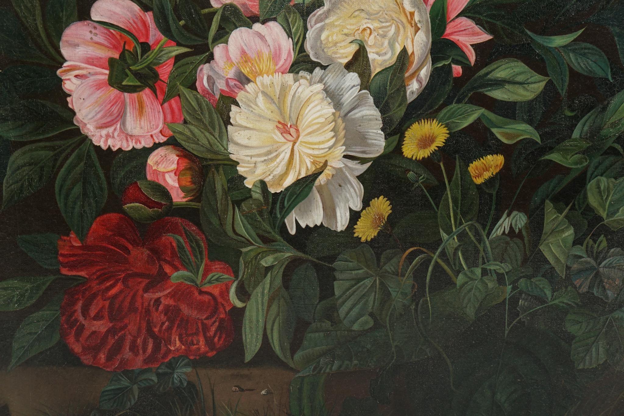 Neoclassical 19th Century Flower Painting For Sale