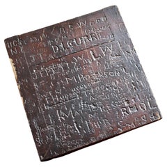 19th C Folk Art Graffitied Oak Panel “Leeds Grammar School Founded 1552” Curio
