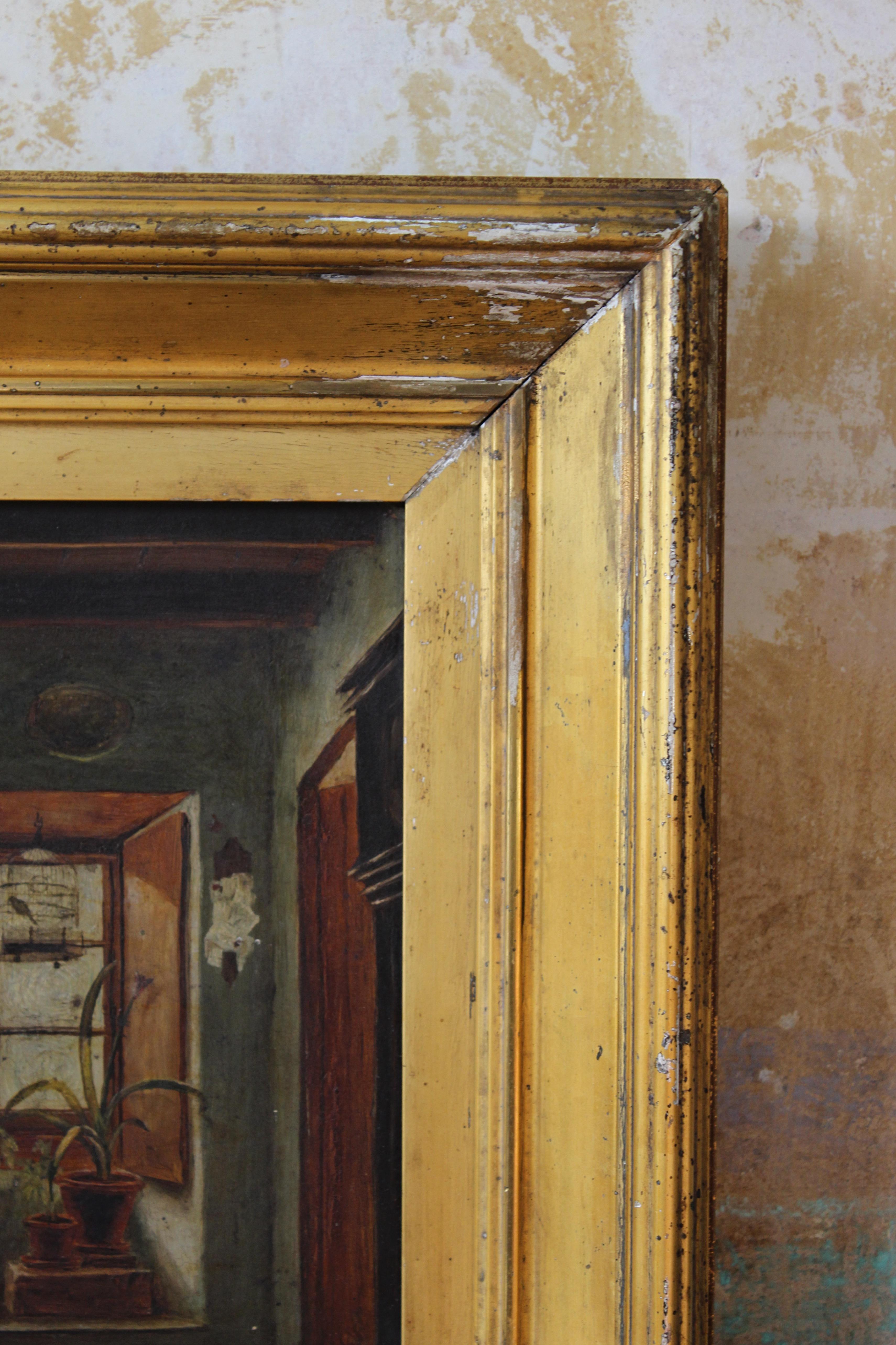 Art populaire du 19e siècle J.Wheatley Jones, huile sur panneau, chien et intérieur « Inferno » 1887  en vente 3