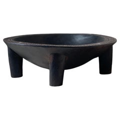19th C Footed Dark Kava Tanoa Bowl Handmade Fiji Oceanian