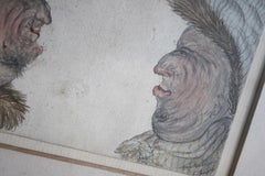 19th C Four Faced Grotesque Reversible Ambiguous Watercolour Portrait Curio