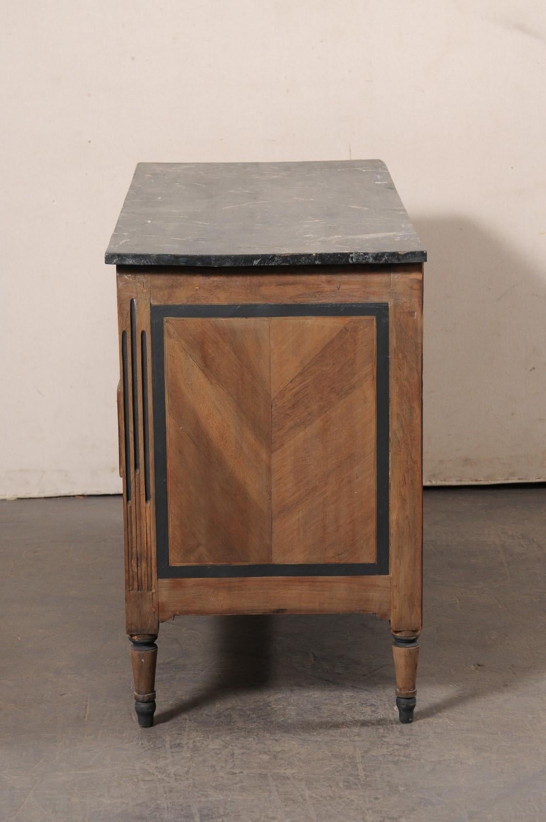 19th C. French 3-Drawer Wooden Commode w/Faux Marble Top & Brass Hardware For Sale 5