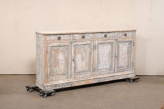 19th C. French 4-Door Enfilade Cabinet w/Scraped Finish