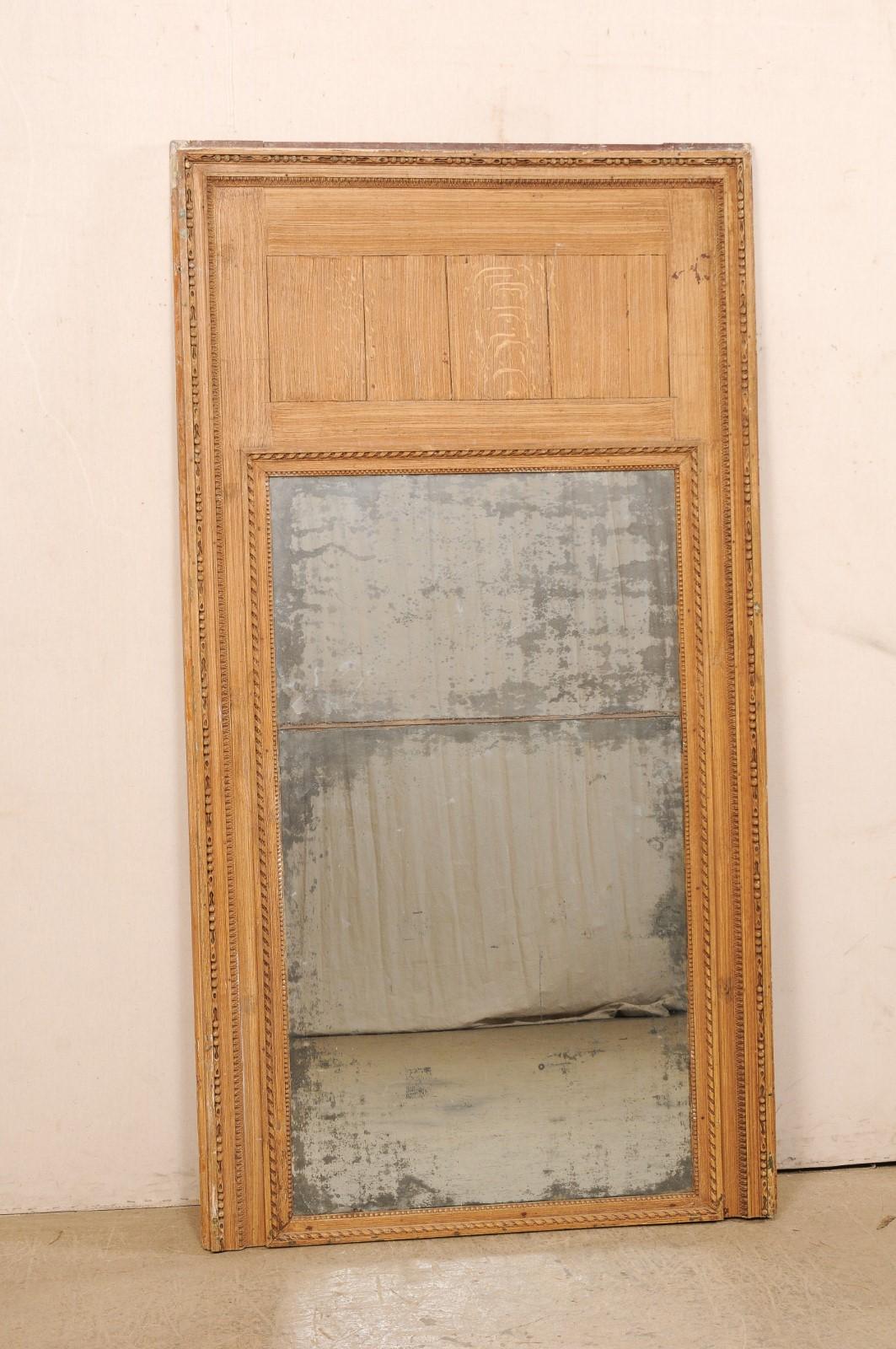 19th Century French Trumeau Mirror, Nicely Carved Details & Original Glass In Good Condition For Sale In Atlanta, GA