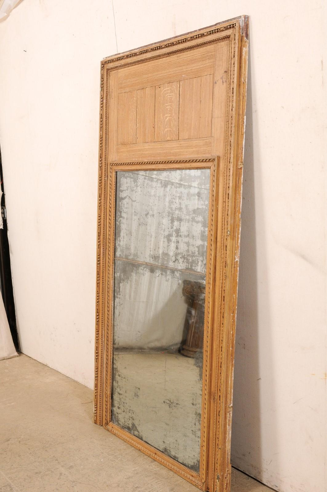 19th Century French Trumeau Mirror, Nicely Carved Details & Original Glass For Sale 5