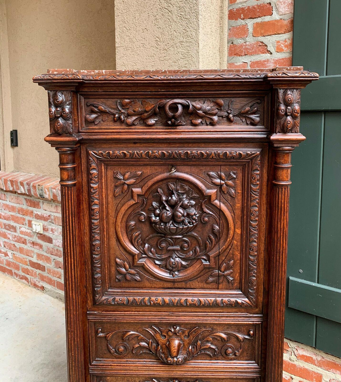 French Abattant Secretary Carved Desk Cabinet Renaissance Louis XIII In Fair Condition In Shreveport, LA