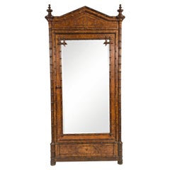 19th-C. French Aesthetic Movement Carved Maple Faux Bamboo Armoire Cabinet