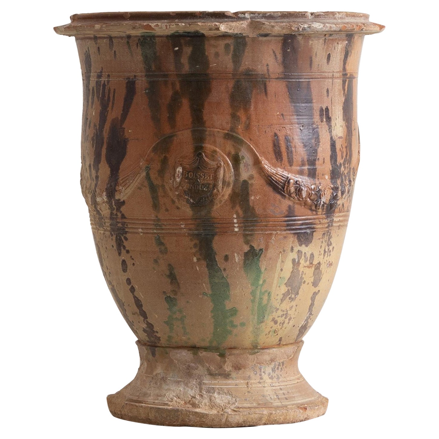 Vase de jardinière d'Anduze français du 19e siècle signé Boisset