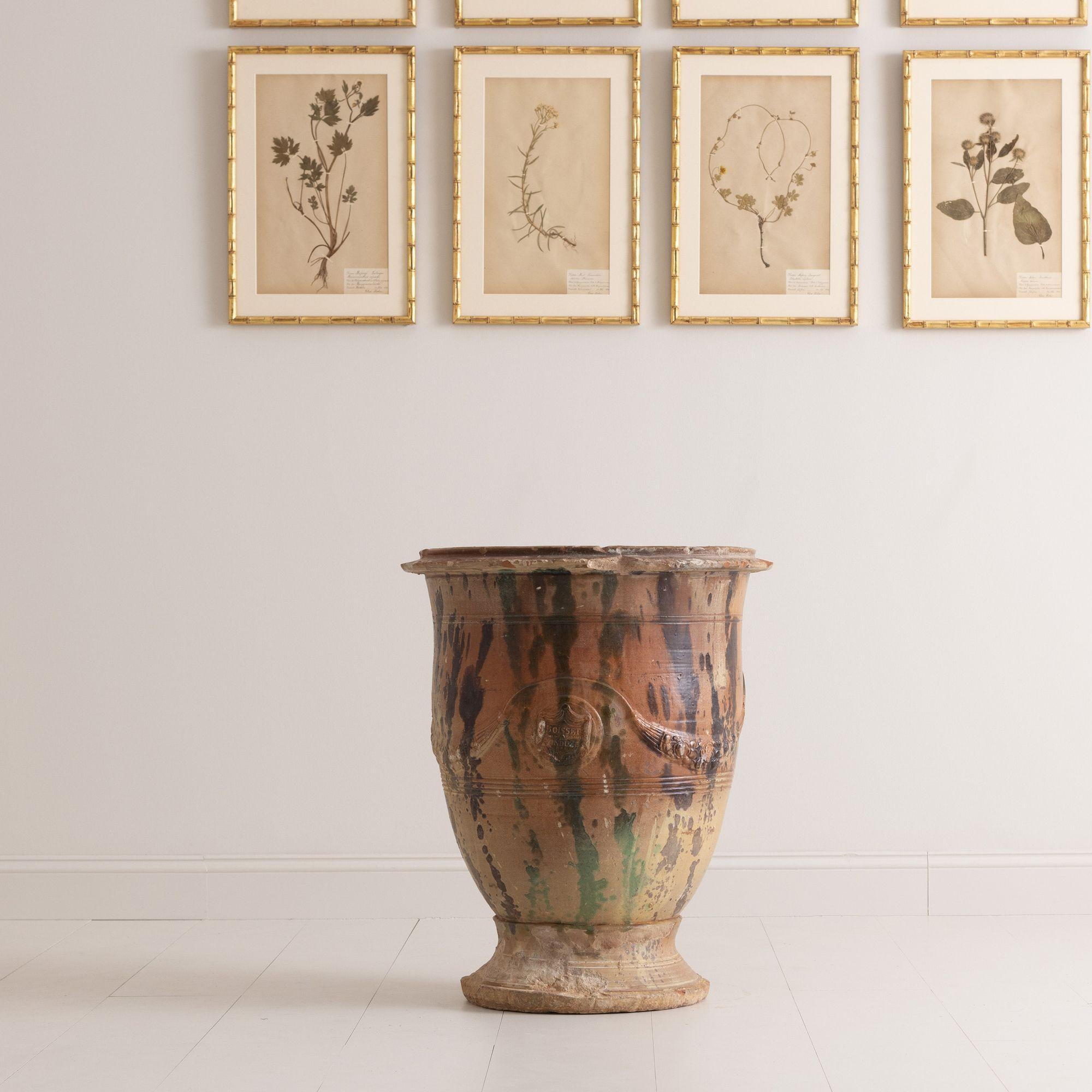 Terracotta 19th C. French Anduze Jardiniere Vase Signed Boisset For Sale
