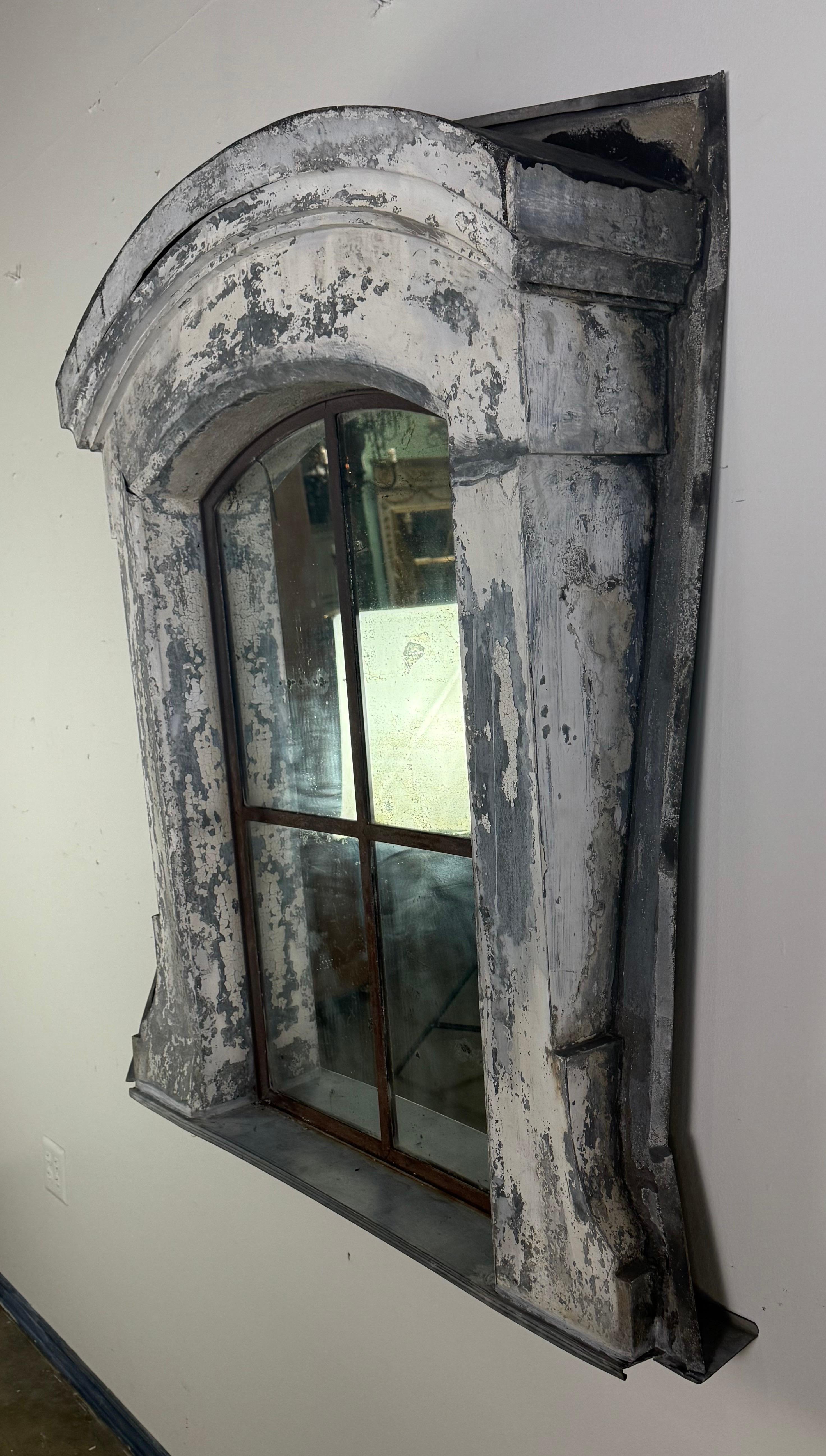 French Provincial 19th C. French Architectural Dormer Mirror For Sale