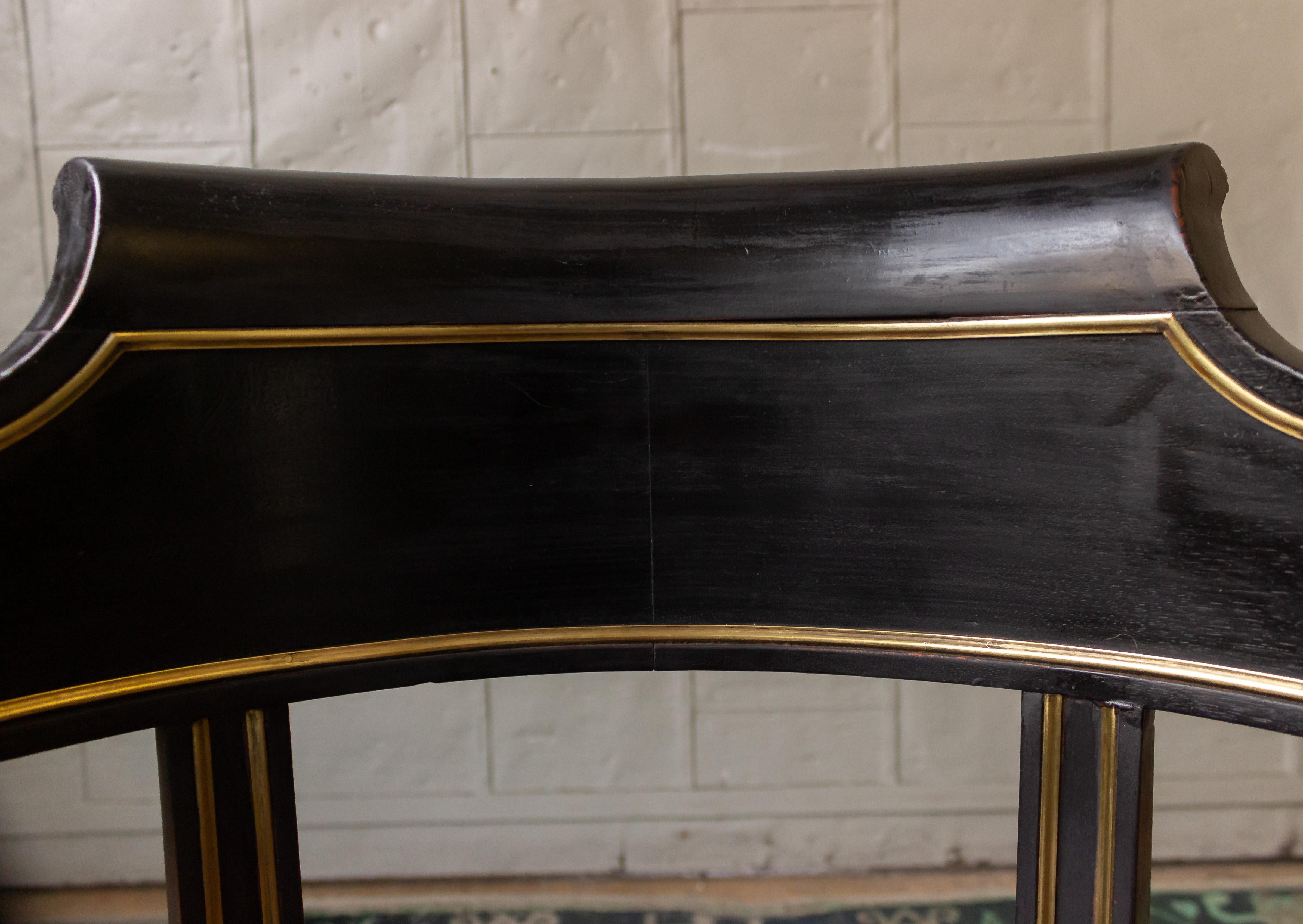 French Ebonized Desk Chair with Caned Seat 4