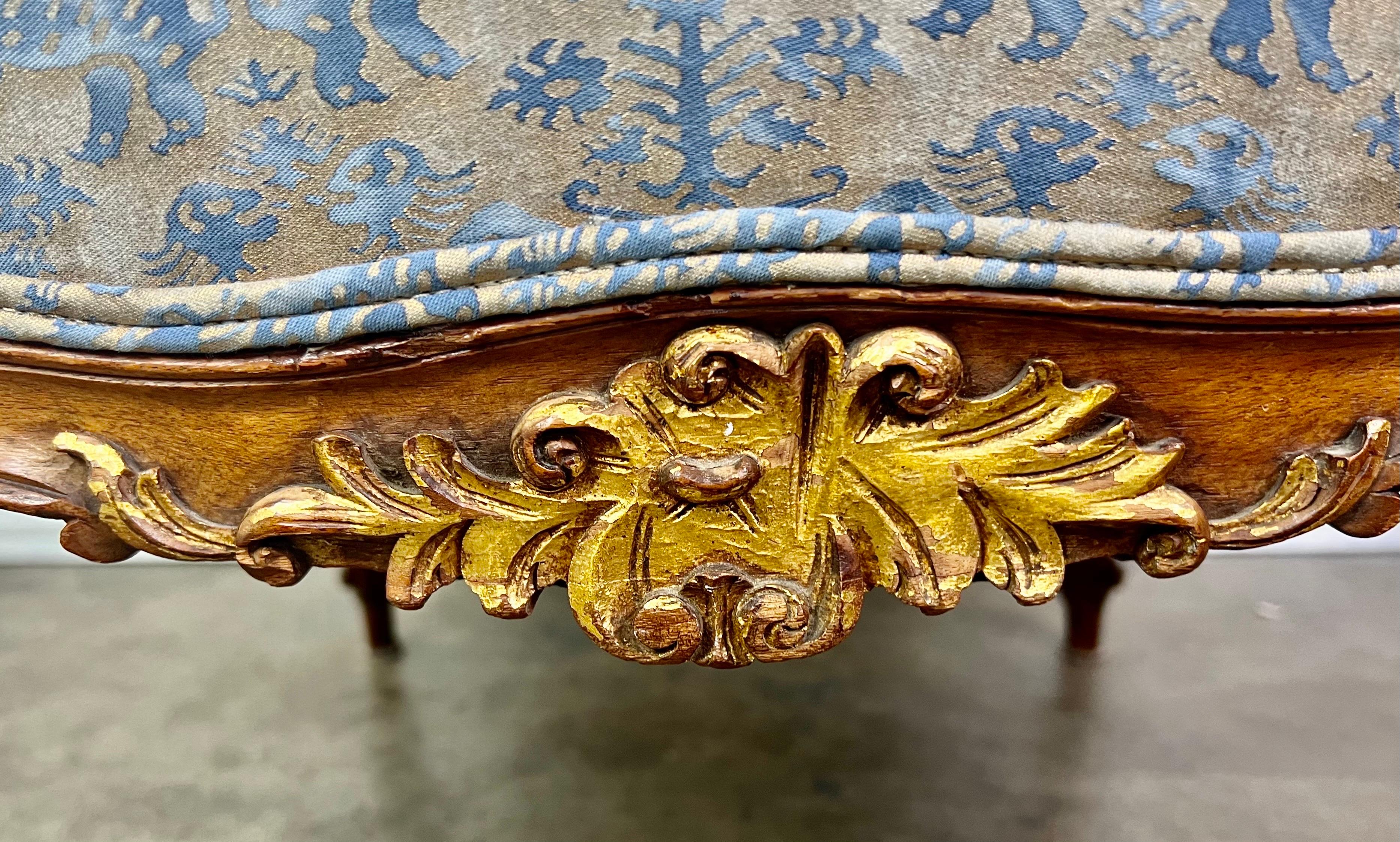 French Armchair with Fortuny Fabric, 19th Century 6
