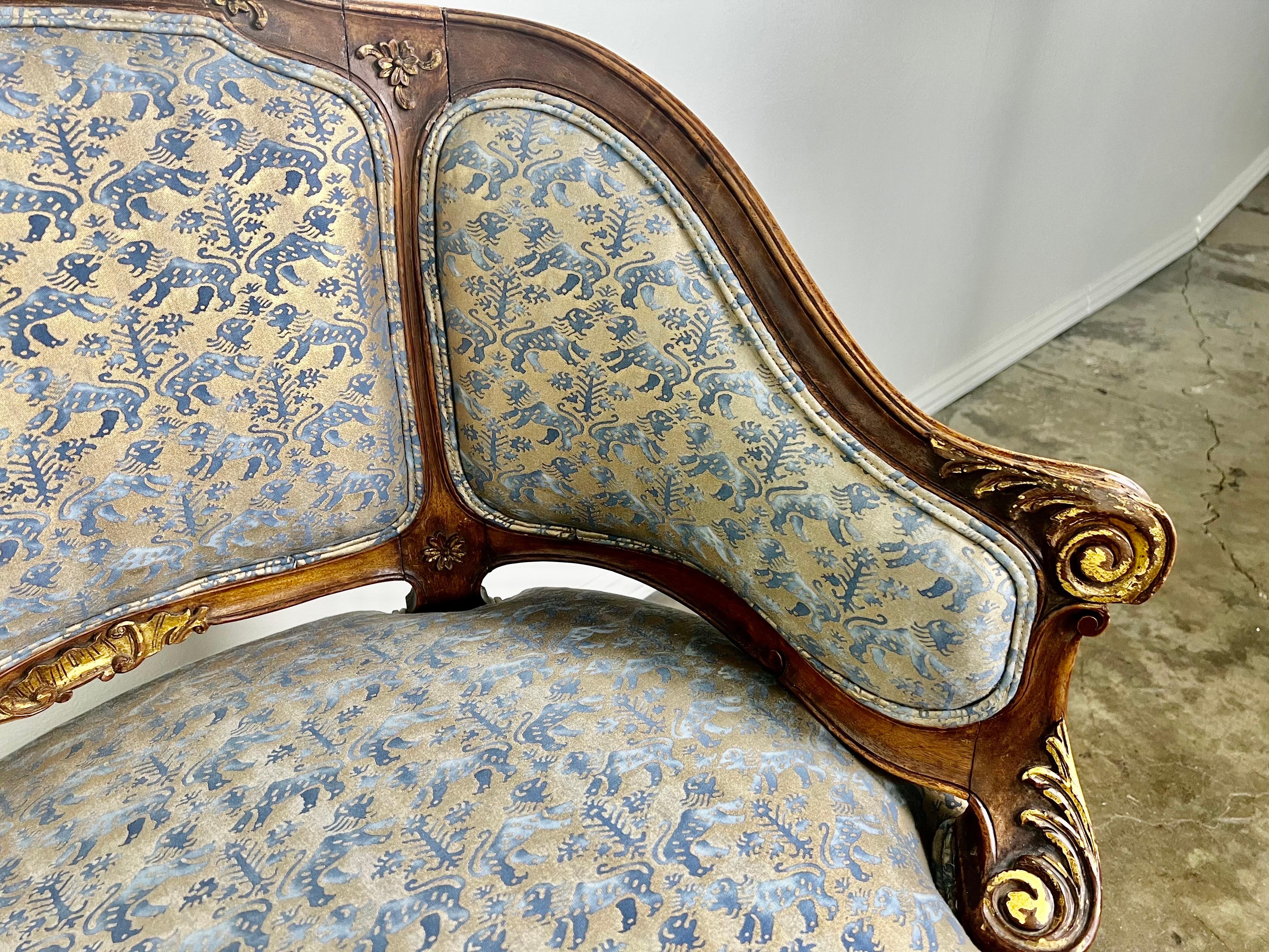 French Armchair with Fortuny Fabric, 19th Century 3