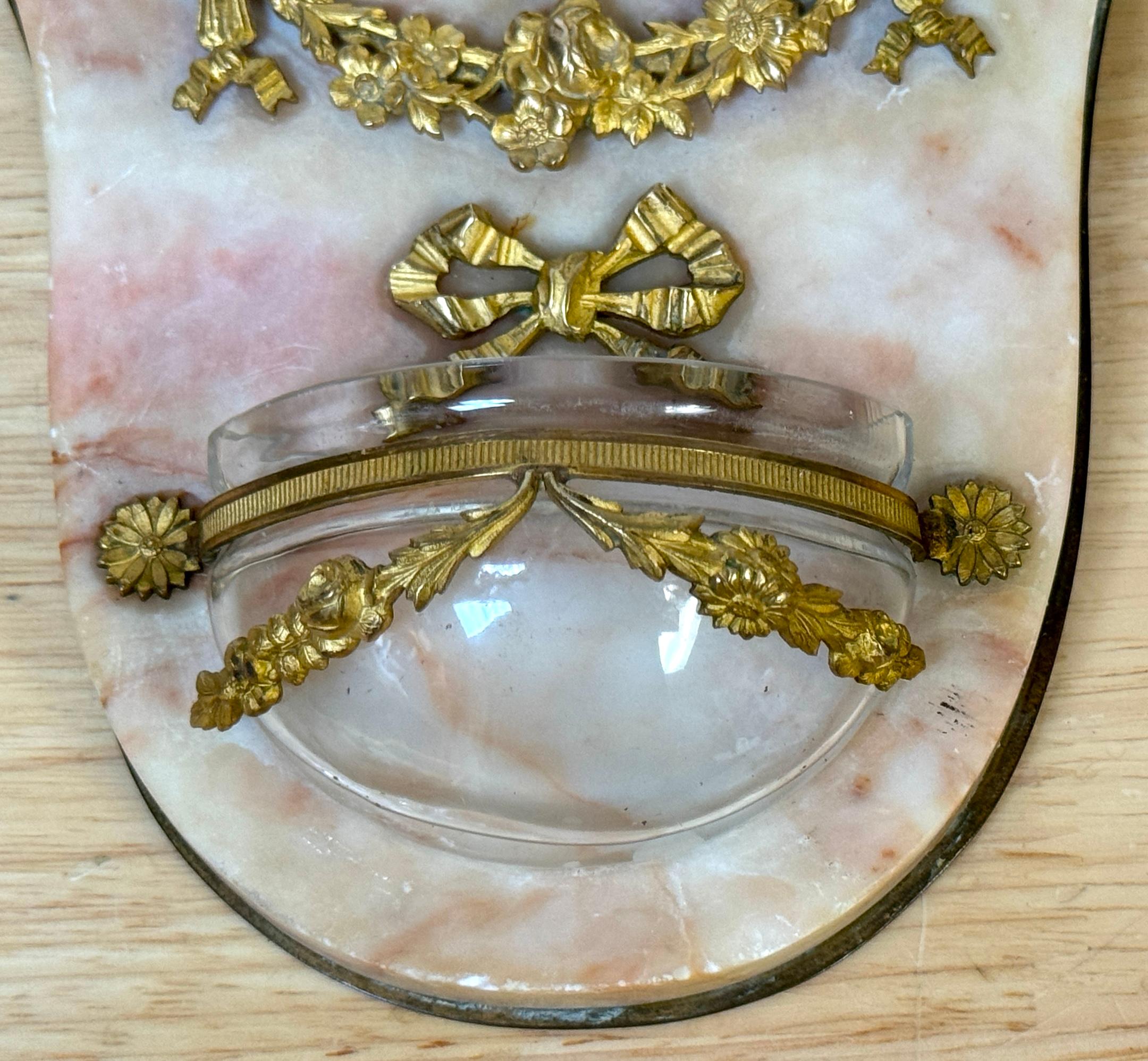 19th C. French 'Ave Maria'  Bénitier / Holy Water Font, Devotional Reliquary In Good Condition For Sale In West Palm Beach, FL