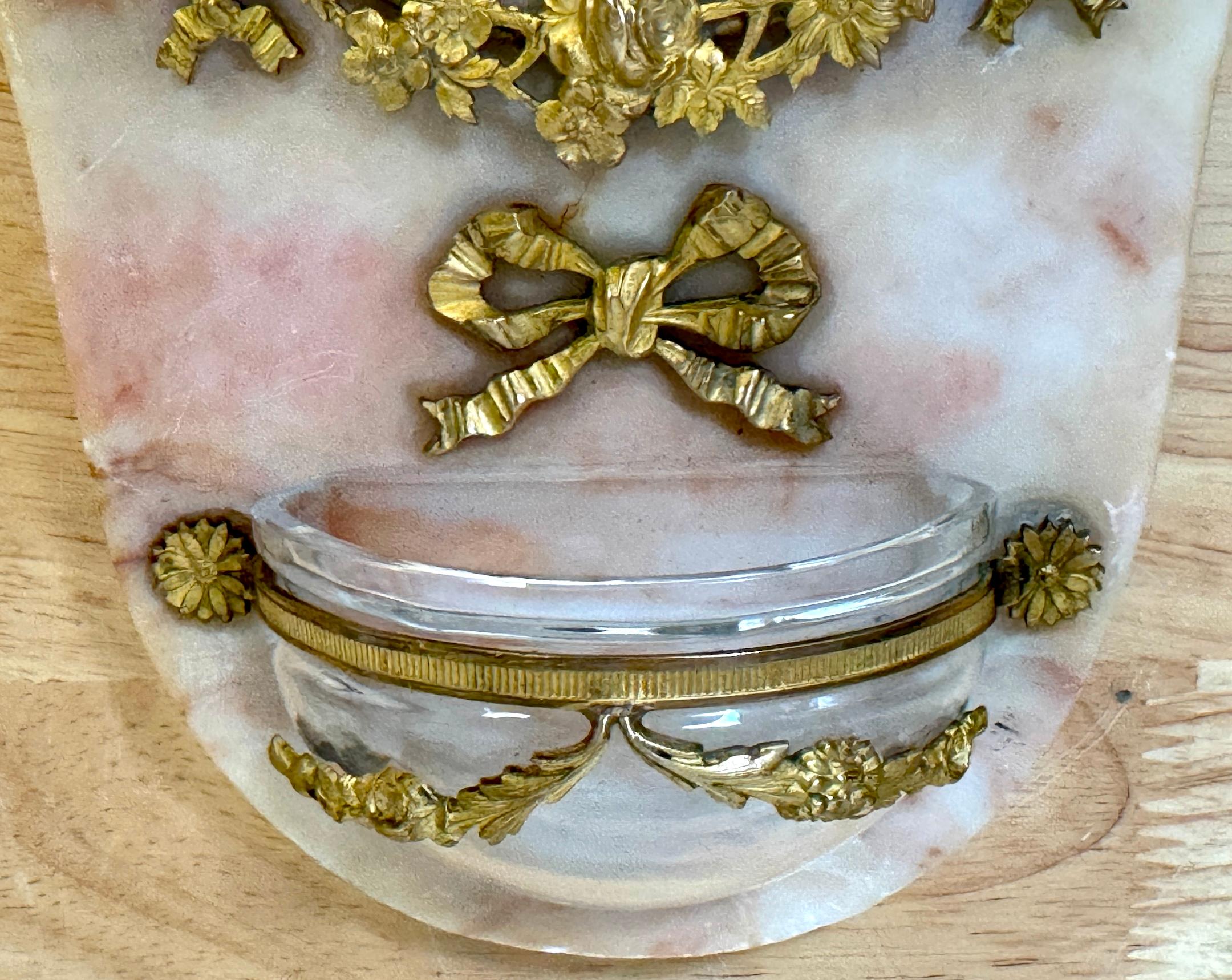 19th C. French 'Ave Maria'  Bénitier / Holy Water Font, Devotional Reliquary For Sale 1