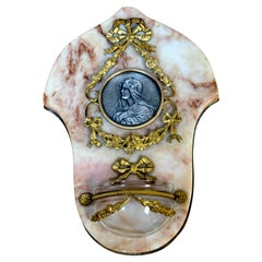 19th C. French 'Ave Maria'  Bénitier / Holy Water Font, Devotional Reliquary