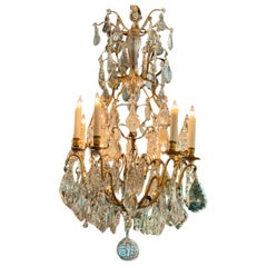 19th c. French Baccarat Manner Bronze and Crystal Chandelier