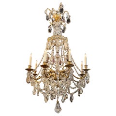 siglo XIX Araña francesa de bronce y cristal Baccarat Manner