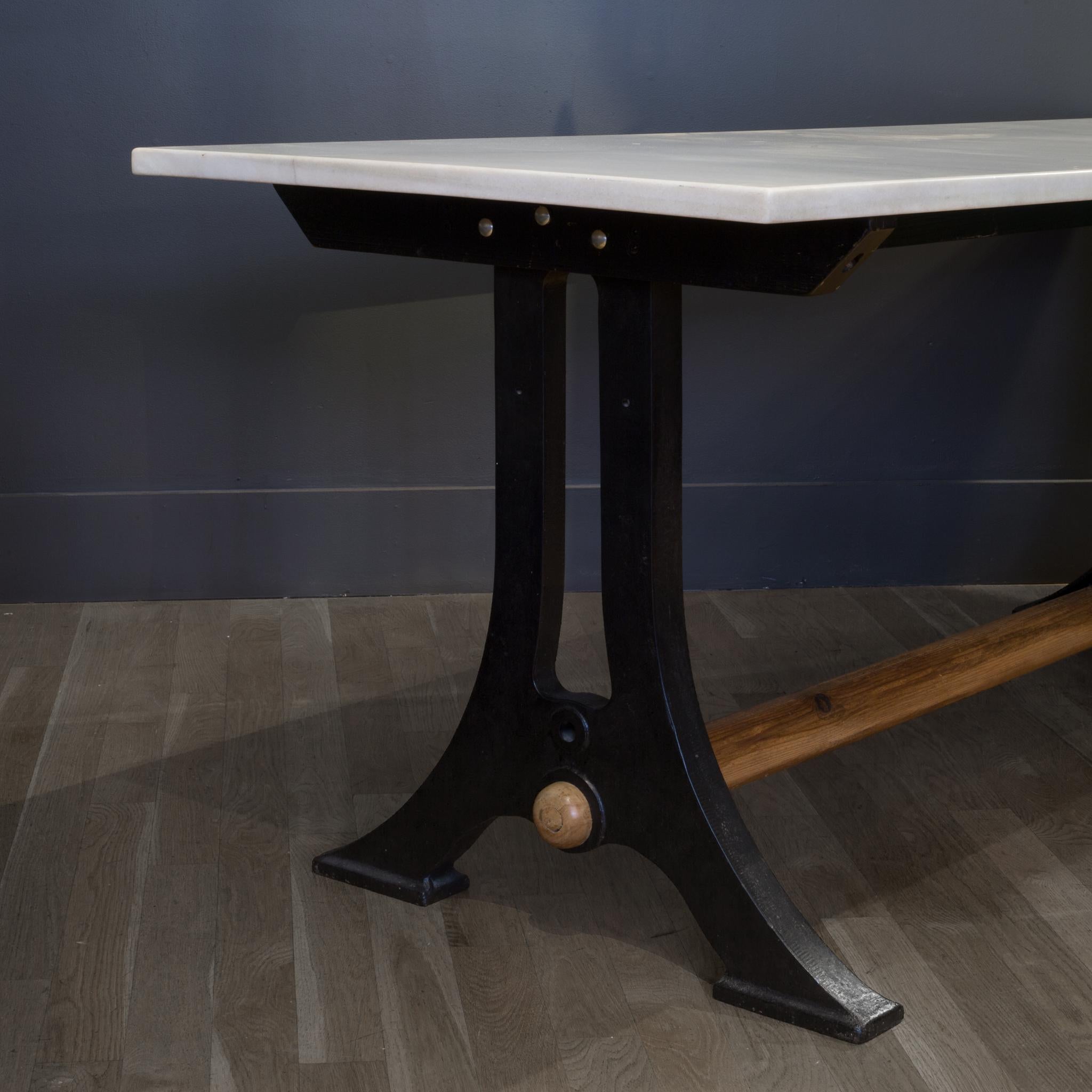 Industrial 19th Century French Baker's Marble Work Table, circa 1800s