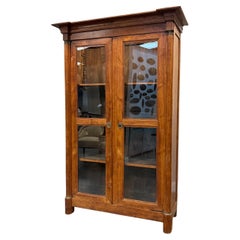 19th Century French Bibliotheque, Walnut Wood, Glass Doors, Circa 1870