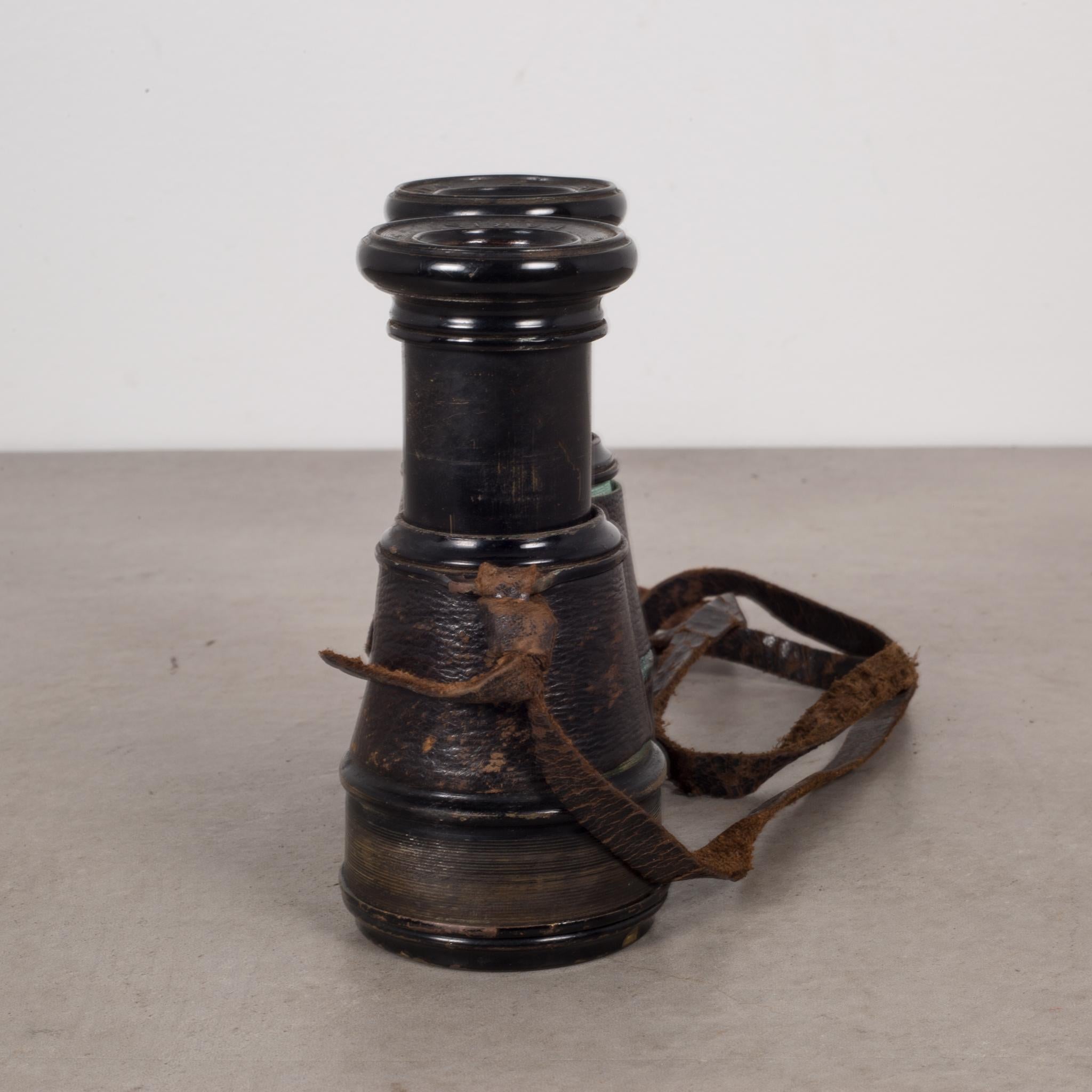 Industrial 19th Century French Binoculars and Leather Case, circa 1880