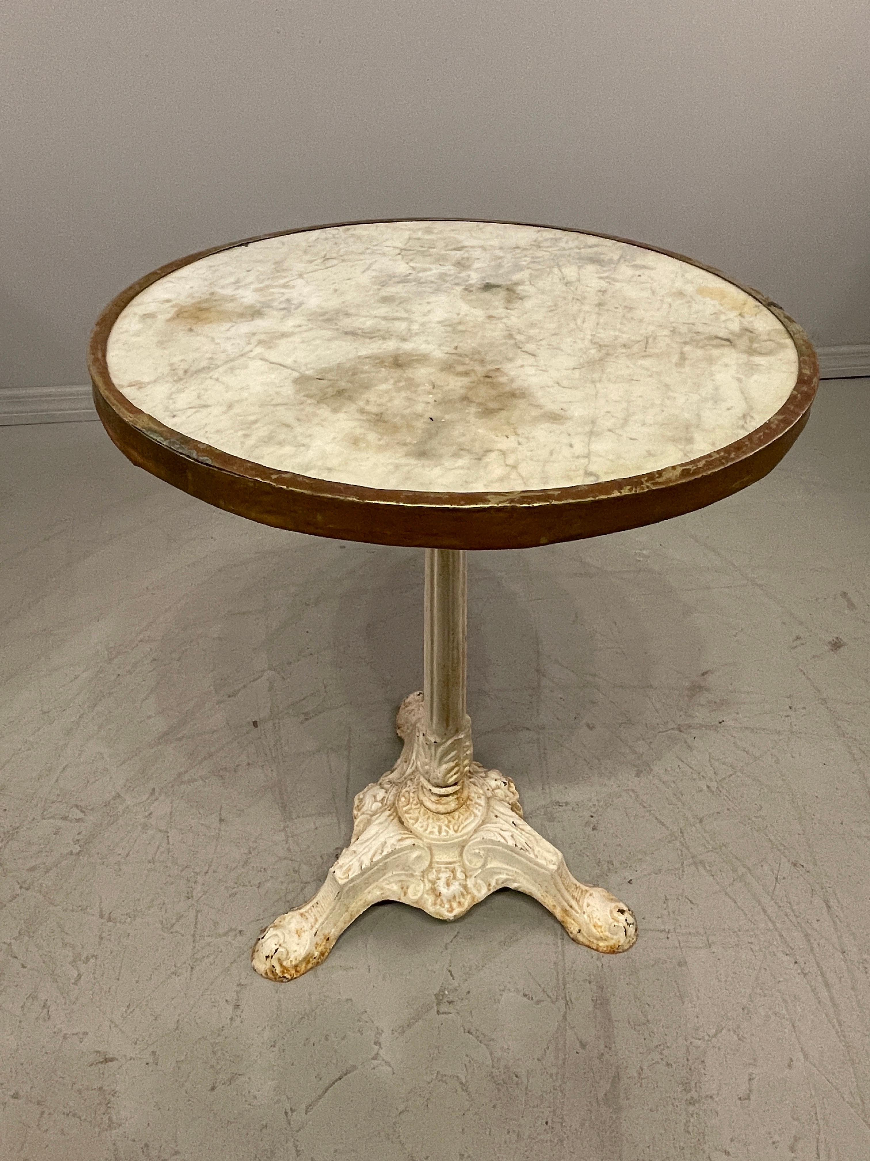 Brass 19th c. French Bistro Table For Sale