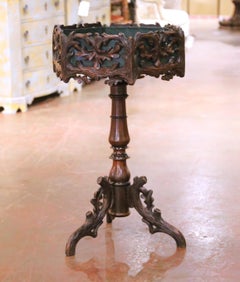 19th C. French Black Forest Carved Walnut Jardinière on Stand with Zinc Liner