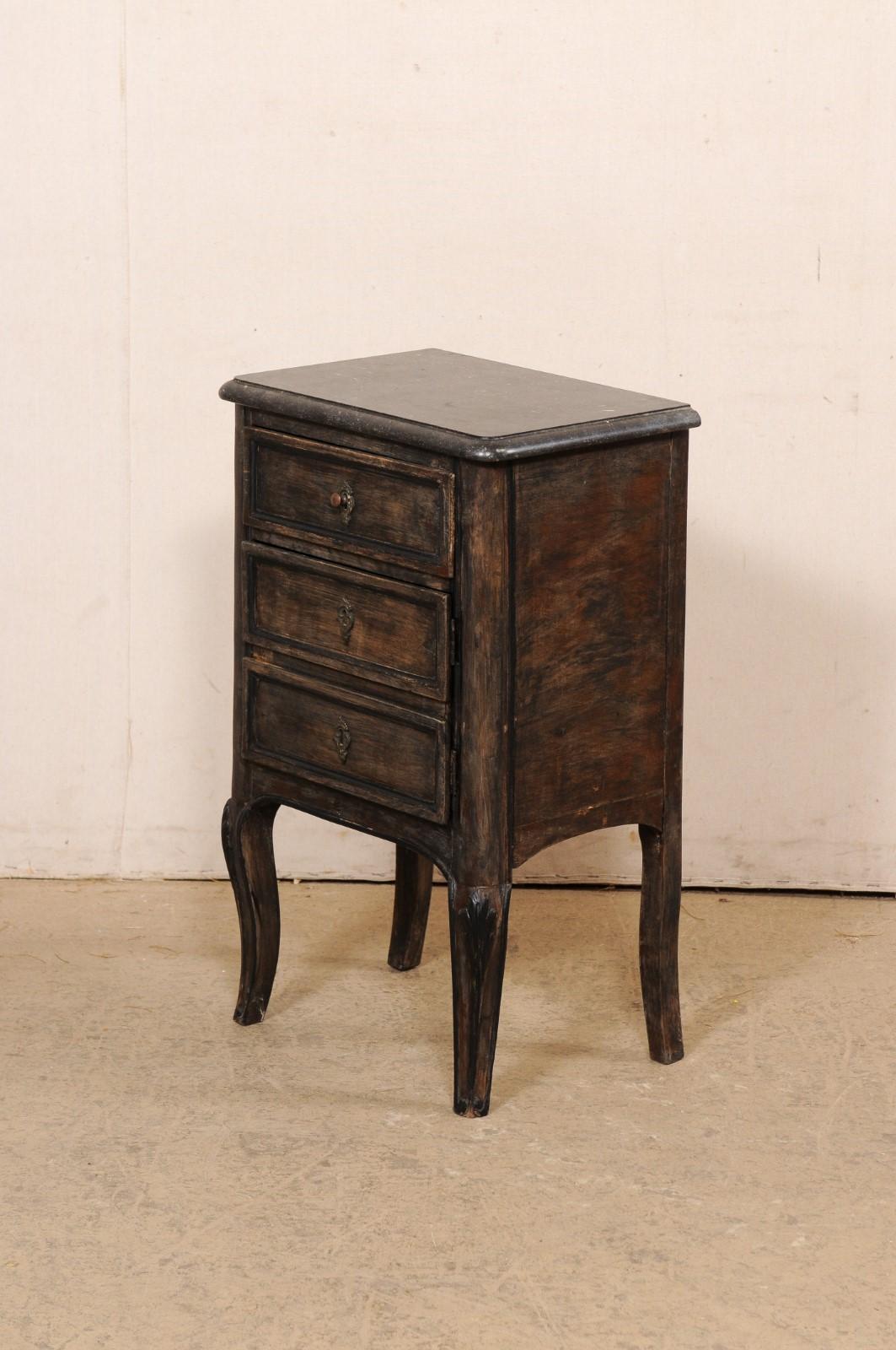 19th C. French Black Marble Top End Chest w/Faux Front Drawers over Door For Sale 6