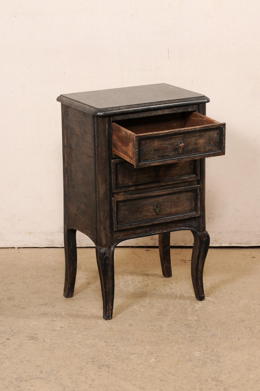 19th C. French Black Marble Top End Chest w/Faux Front Drawers over Door In Good Condition For Sale In Atlanta, GA