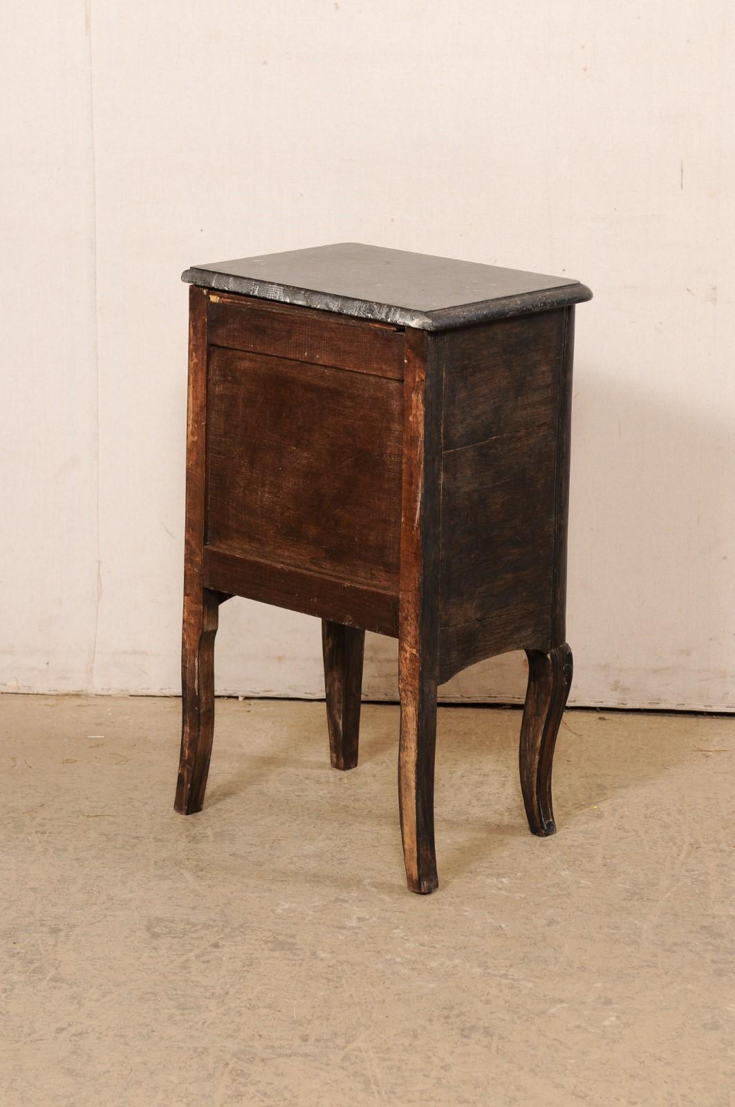 19th C. French Black Marble Top End Chest w/Faux Front Drawers over Door For Sale 2