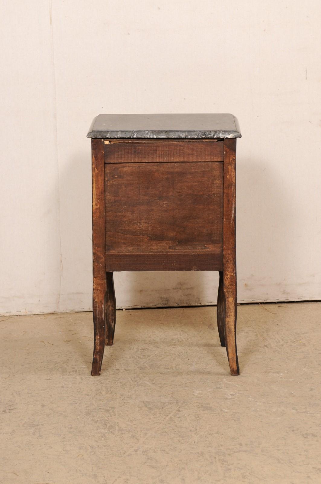 19th C. French Black Marble Top End Chest w/Faux Front Drawers over Door For Sale 3