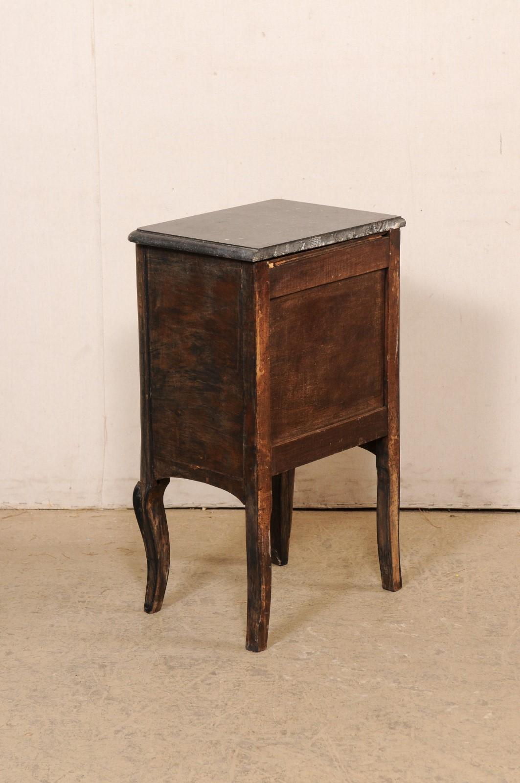 19th C. French Black Marble Top End Chest w/Faux Front Drawers over Door For Sale 4