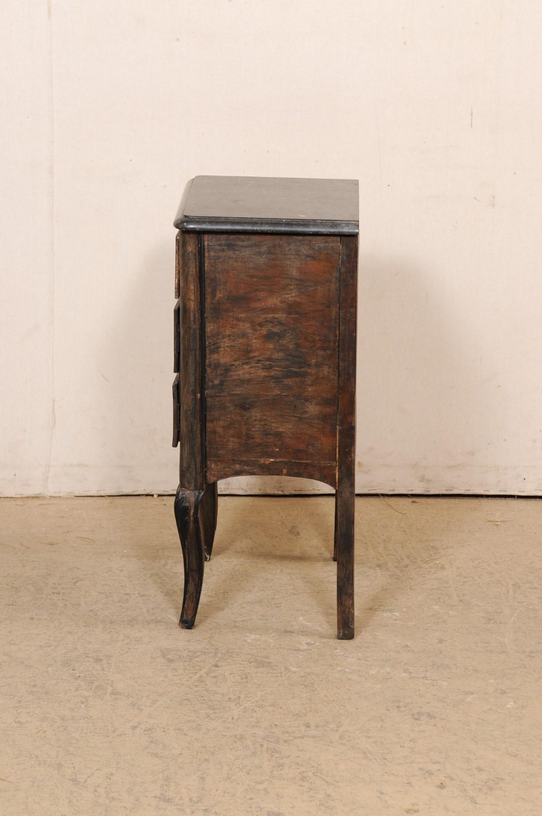 19th C. French Black Marble Top End Chest w/Faux Front Drawers over Door For Sale 5