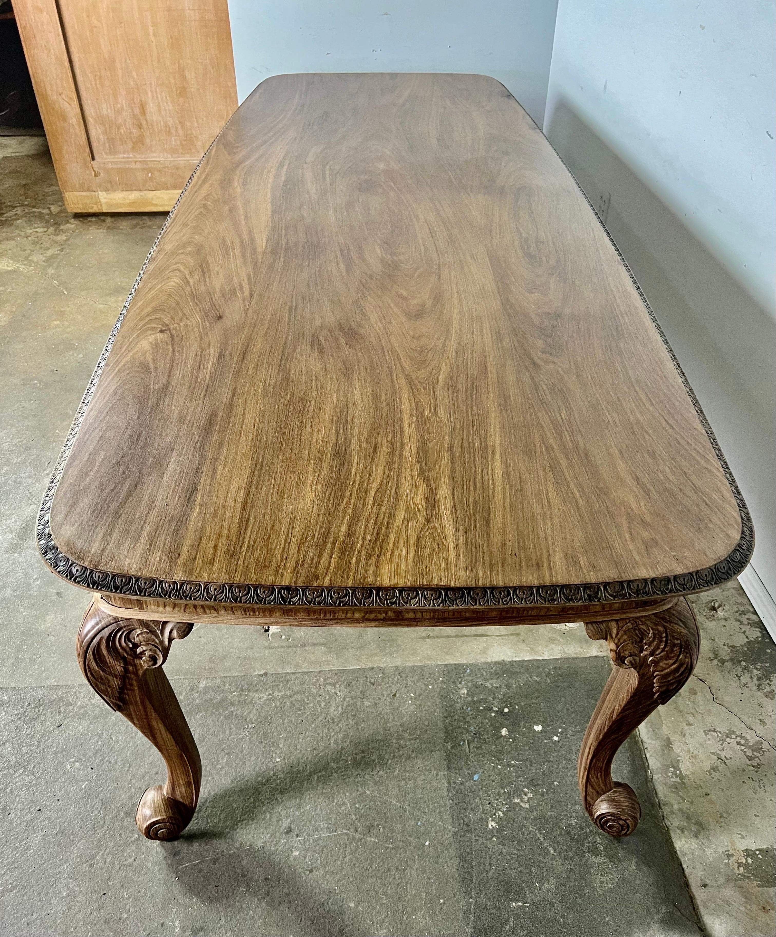 19th C. French Bleached Rosewood Dining Table In Distressed Condition In Los Angeles, CA