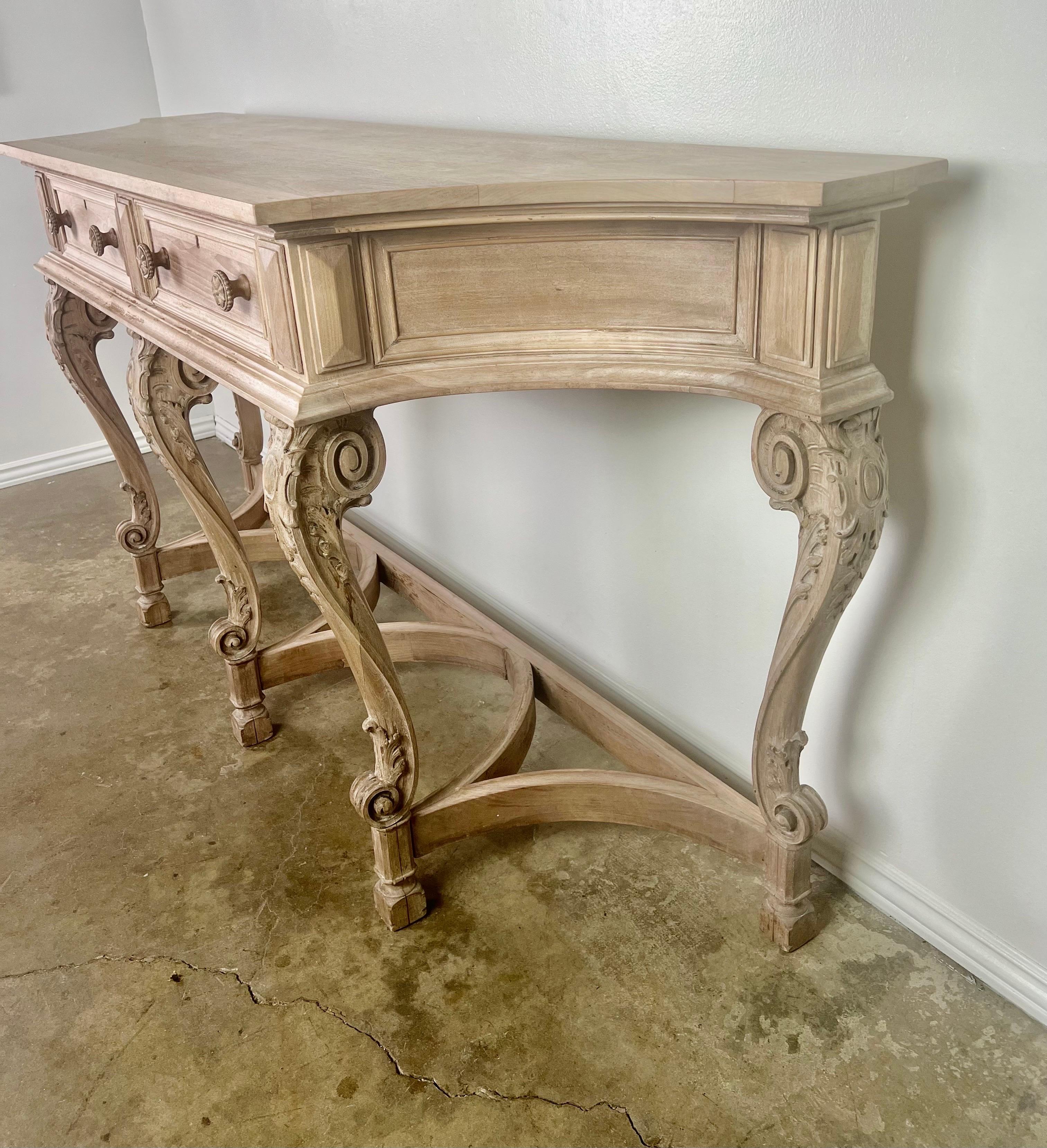 19th Century French Bleached Walnut Buffet In Distressed Condition In Los Angeles, CA