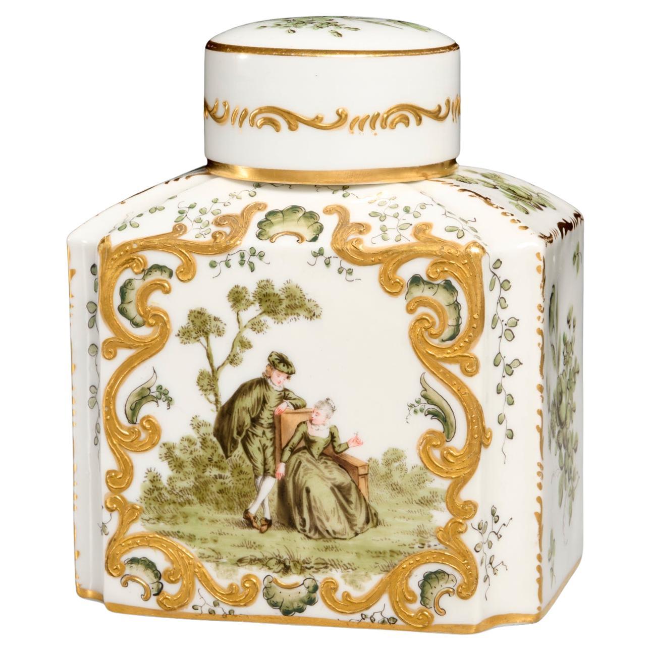 19th C. French Bloch & Bourdois Porcelain Tea Caddy Ex. Christie's