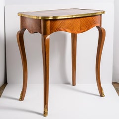 French Marquetry Inlay Tea Table With Japanned Motif, C.1880